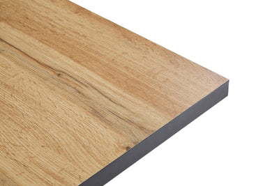 Table de Salle à Manger Rectangulaire Marron Clair Effet Bois avec Piètement Creux Design (138.5x80x75cm) QUNZIL
