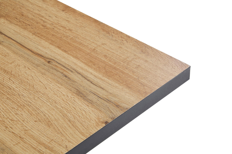 Table de Salle à Manger Rectangulaire Marron Clair Effet Bois avec Piètement Creux Design (138.5x80x75cm) QUNZIL