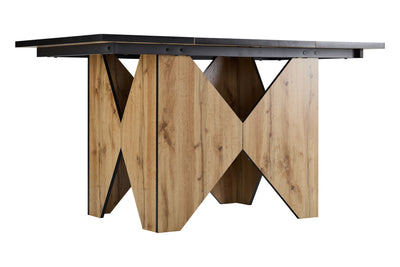 Table de Salle à Manger Rectangulaire Marron Clair Effet Bois avec Piètement Creux Design (138.5x80x75cm) QUNZIL