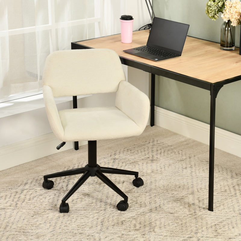 Chaise de bureau en tissu éponge beige, réglable en hauteur, rotation à 360° ROSS KD BUFAN BEIGE BLACK