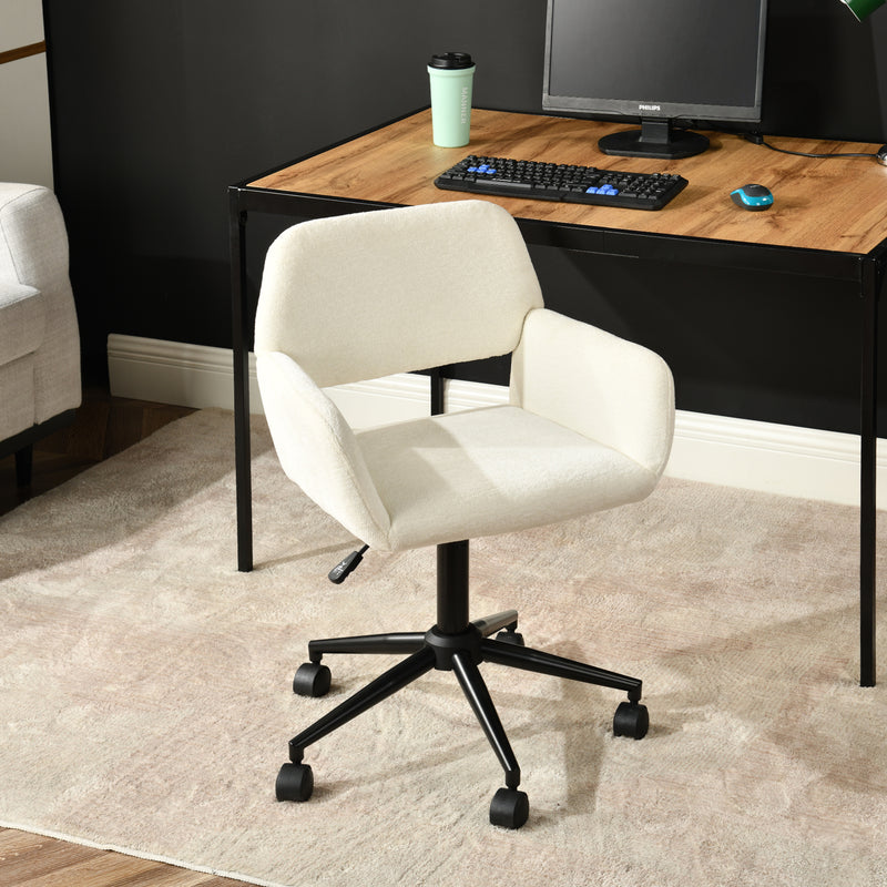 Chaise de bureau en tissu éponge beige, réglable en hauteur, rotation à 360° ROSS KD BUFAN BEIGE BLACK