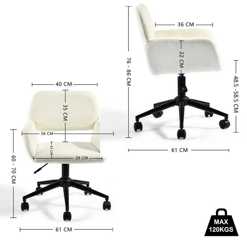 Chaise de bureau en tissu éponge beige, réglable en hauteur, rotation à 360° ROSS KD BUFAN BEIGE BLACK