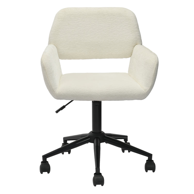 Chaise de bureau en tissu éponge beige, réglable en hauteur, rotation à 360° ROSS KD BUFAN BEIGE BLACK