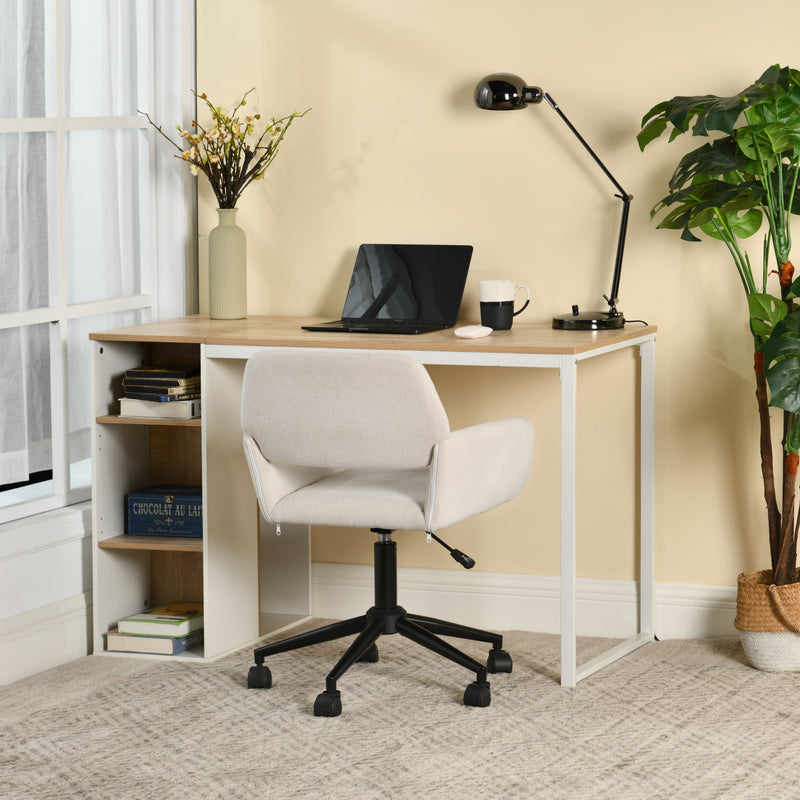 Scandinavian office chair in beige fabric, swivel, adjustable height and 5 castors ROSS KD CHENILLE BEIGE BLACK