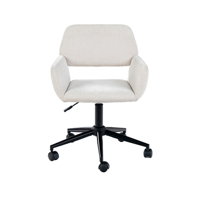 Scandinavian office chair in beige fabric, swivel, adjustable height and 5 castors ROSS KD CHENILLE BEIGE BLACK
