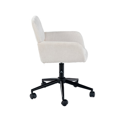 Scandinavian office chair in beige fabric, swivel, adjustable height and 5 castors ROSS KD CHENILLE BEIGE BLACK