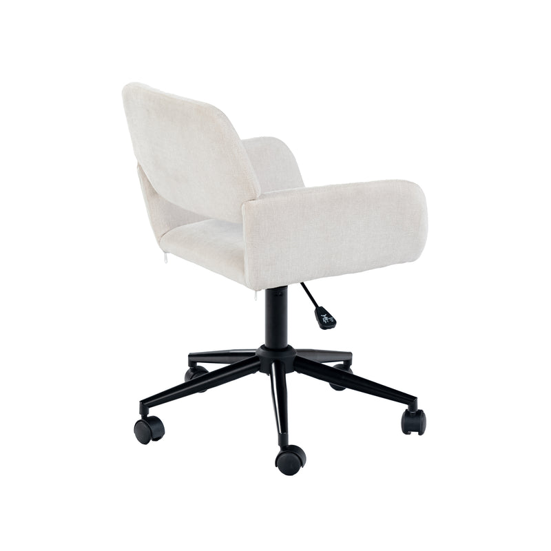 Scandinavian office chair in beige fabric, swivel, adjustable height and 5 castors ROSS KD CHENILLE BEIGE BLACK