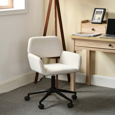 Scandinavian office chair in beige fabric, swivel, adjustable height and 5 castors ROSS KD CHENILLE BEIGE BLACK