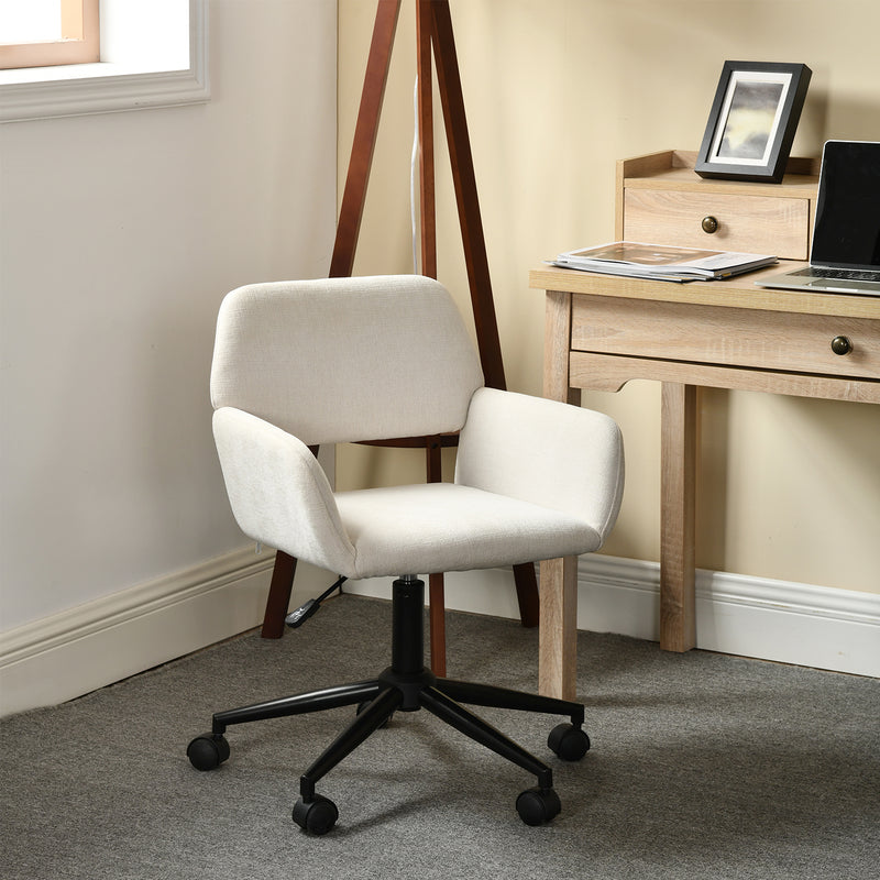Scandinavian office chair in beige fabric, swivel, adjustable height and 5 castors ROSS KD CHENILLE BEIGE BLACK
