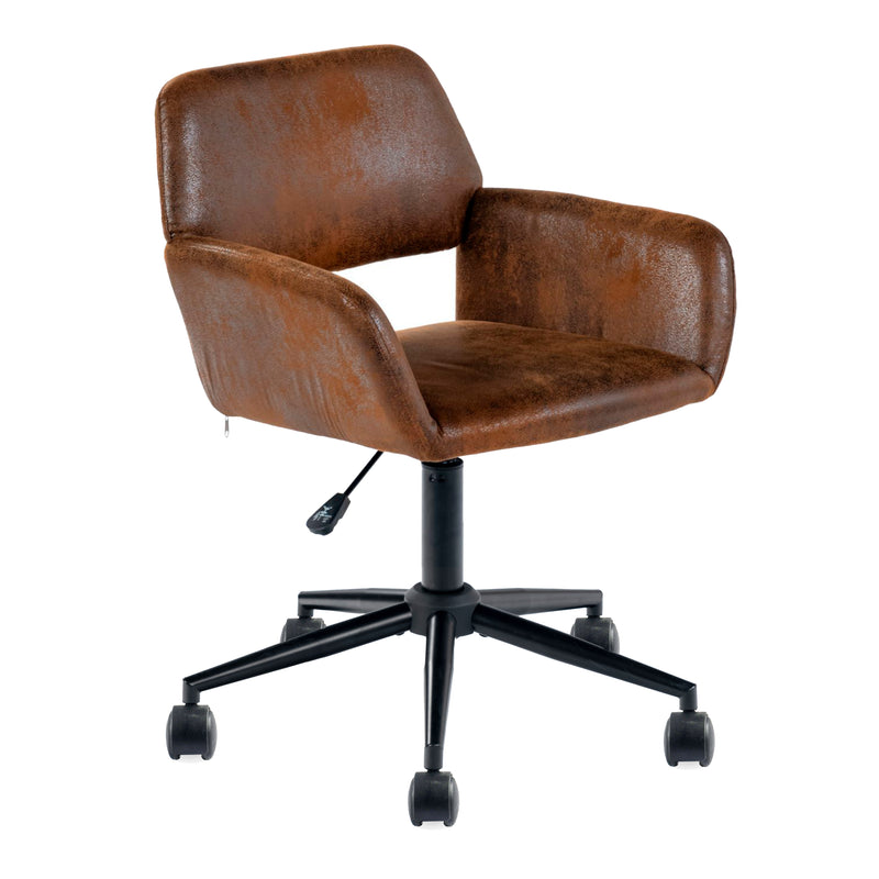 Vintage office chair in suede fabric, swivel, adjustable height and 5 casters ROSS KD SUEDE BROWN BLACK
