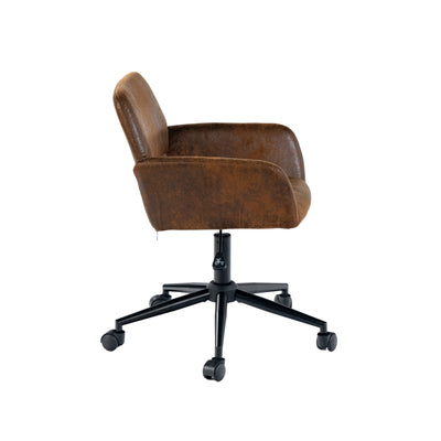 Vintage office chair in suede fabric, swivel, adjustable height and 5 casters ROSS KD SUEDE BROWN BLACK