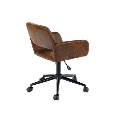 Vintage office chair in suede fabric, swivel, adjustable height and 5 casters ROSS KD SUEDE BROWN BLACK