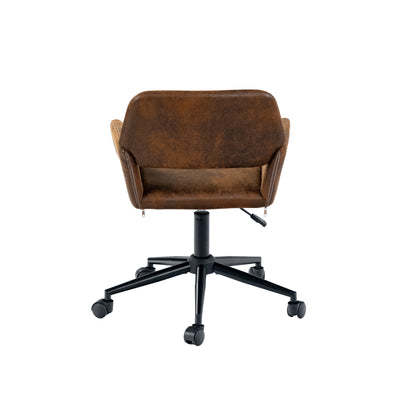 Vintage office chair in suede fabric, swivel, adjustable height and 5 casters ROSS KD SUEDE BROWN BLACK