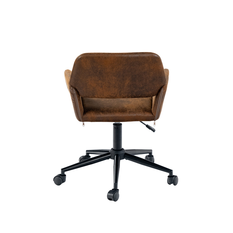 Vintage office chair in suede fabric, swivel, adjustable height and 5 casters ROSS KD SUEDE BROWN BLACK