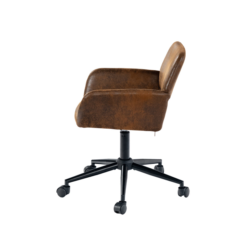 Vintage office chair in suede fabric, swivel, adjustable height and 5 casters ROSS KD SUEDE BROWN BLACK