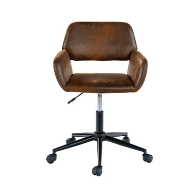 Vintage office chair in suede fabric, swivel, adjustable height and 5 casters ROSS KD SUEDE BROWN BLACK