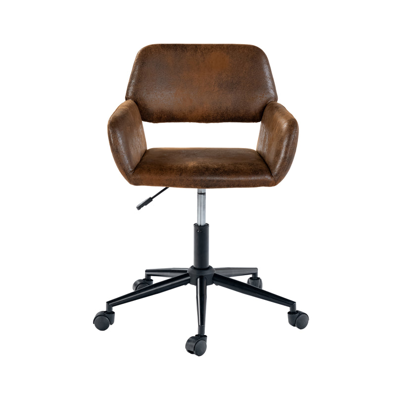 Vintage office chair in suede fabric, swivel, adjustable height and 5 casters ROSS KD SUEDE BROWN BLACK