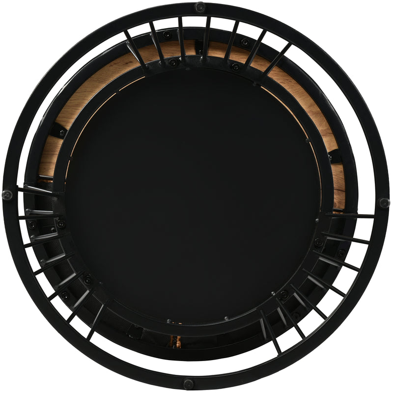 Table Basse Ronde Effet Rotin en MDF et Plastique Robuste – Marron (70x70x45cm) RAZENS