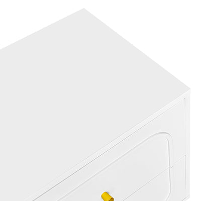 Meuble TV Élégant Blanc et Rotin avec 4 Tiroirs, Gestion des Câbles et Pieds Réglables (180x40x56.5cm - Pour TV jusqu'à 80 pouces) ROGRAX