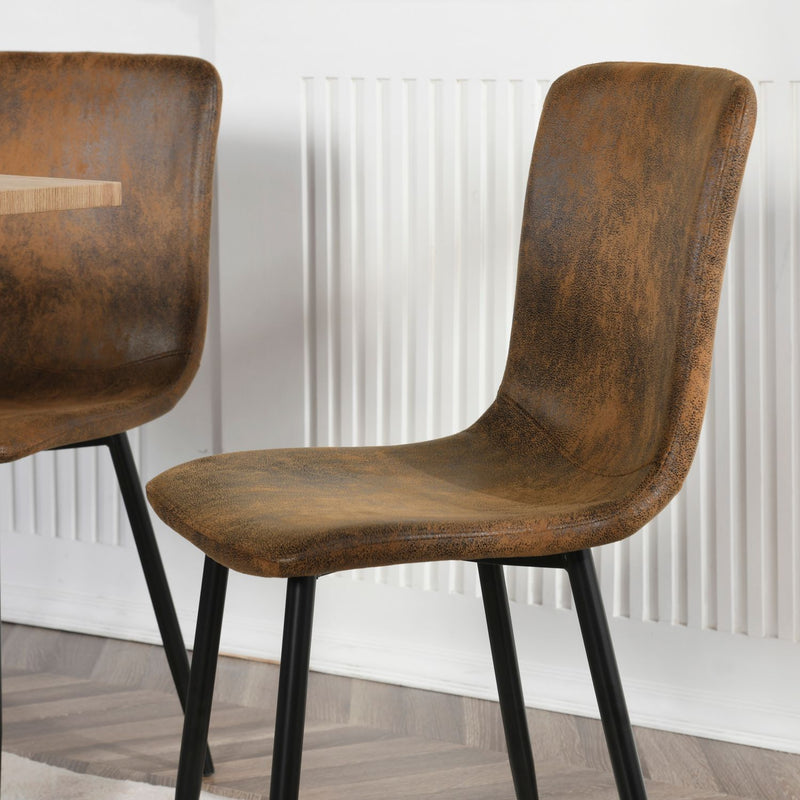 Set of 4 vintage brown suede dining chairs with black legs SCARGILL SUEDE NL 4PCS