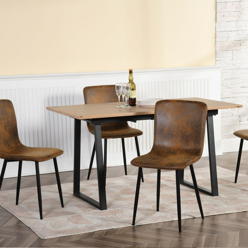 Set of 4 vintage brown suede dining chairs with black legs SCARGILL SUEDE NL 4PCS