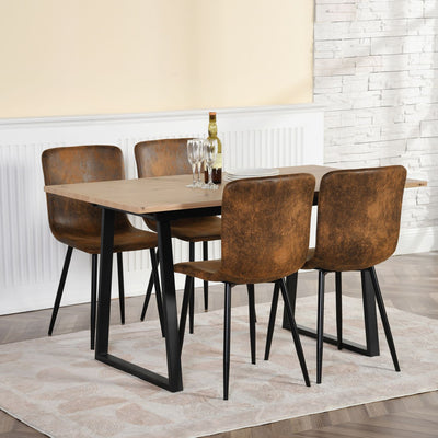 Set of 4 vintage brown suede dining chairs with black legs SCARGILL SUEDE NL 4PCS