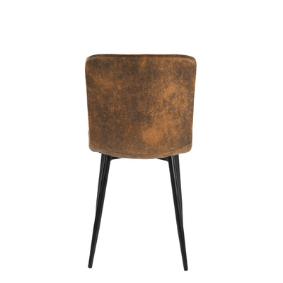 Set of 4 vintage brown suede dining chairs with black legs SCARGILL SUEDE NL 4PCS