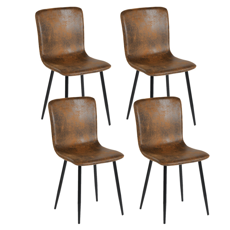 Set of 4 vintage brown suede dining chairs with black legs SCARGILL SUEDE NL 4PCS