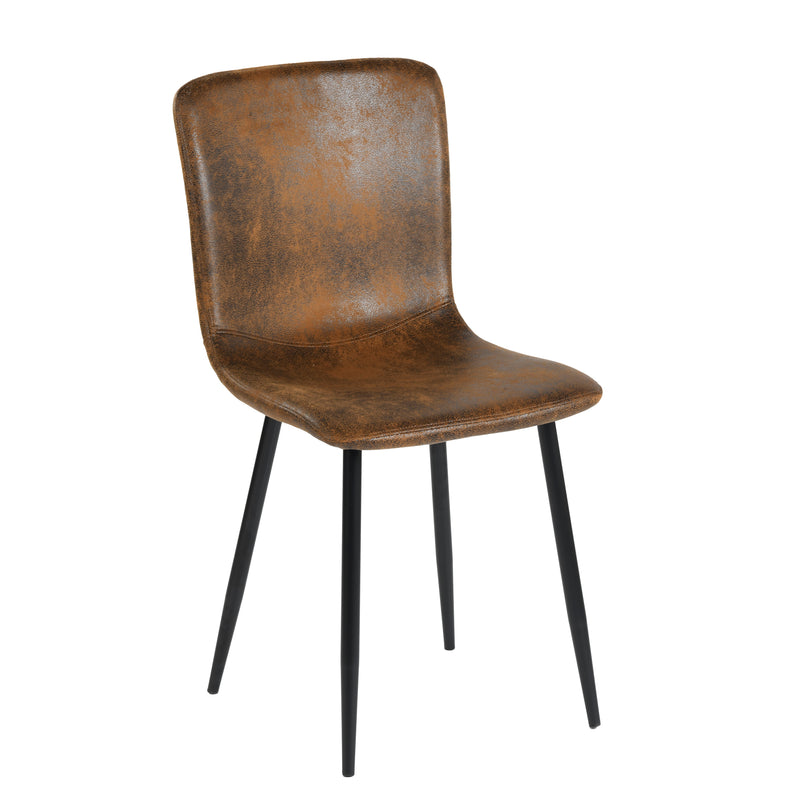 Set of 4 vintage brown suede dining chairs with black legs SCARGILL SUEDE NL 4PCS