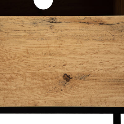 Meuble TV Moderne Noir et Gris Anthracite avec Pieds en Fer, 2 Tiroirs et Rangement Multi-Portes (180x45.5x35cm) SCILQUKS