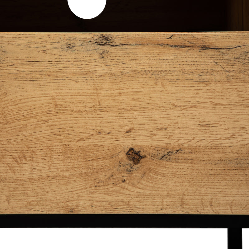 Meuble TV Moderne Noir et Gris Anthracite avec Pieds en Fer, 2 Tiroirs et Rangement Multi-Portes (180x45.5x35cm) SCILQUKS