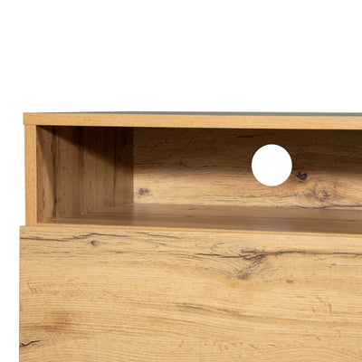 Meuble TV Moderne Noir et Gris Anthracite avec Pieds en Fer, 2 Tiroirs et Rangement Multi-Portes (180x45.5x35cm) SCILQUKS