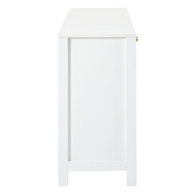 Buffet Design Unique Blanc avec 4 Portes en Rotin Artificiel Courbé - Rangement Polyvalent SCIRQRAIN