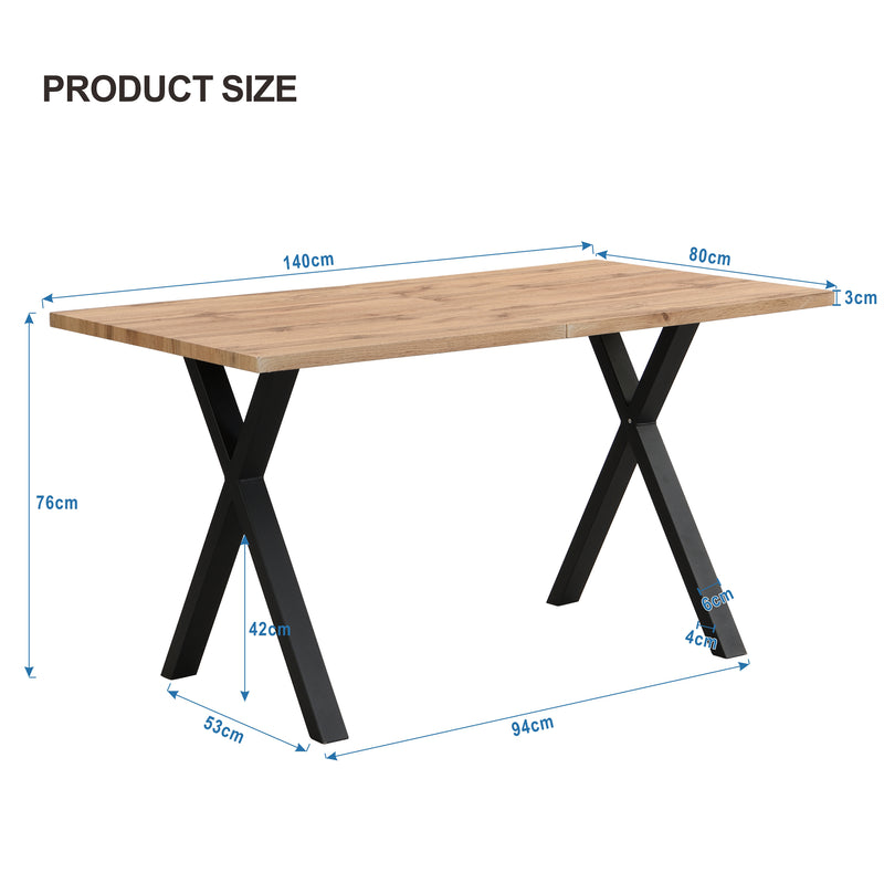 Table Basse / Table à Manger Moderne en Bois de Chêne avec Pieds Croisés en Métal Noir SCITS WOOD