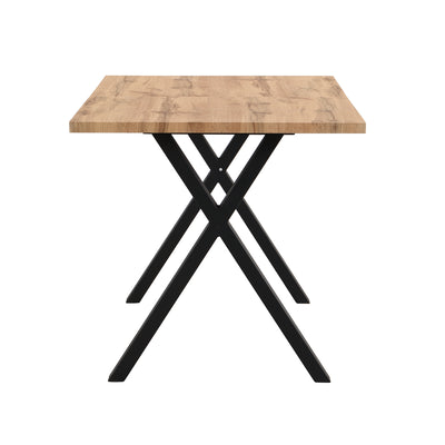 Table Basse / Table à Manger Moderne en Bois de Chêne avec Pieds Croisés en Métal Noir SCITS WOOD