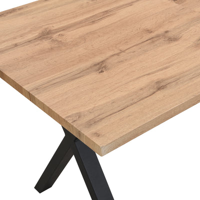 Table Basse / Table à Manger Moderne en Bois de Chêne avec Pieds Croisés en Métal Noir SCITS WOOD