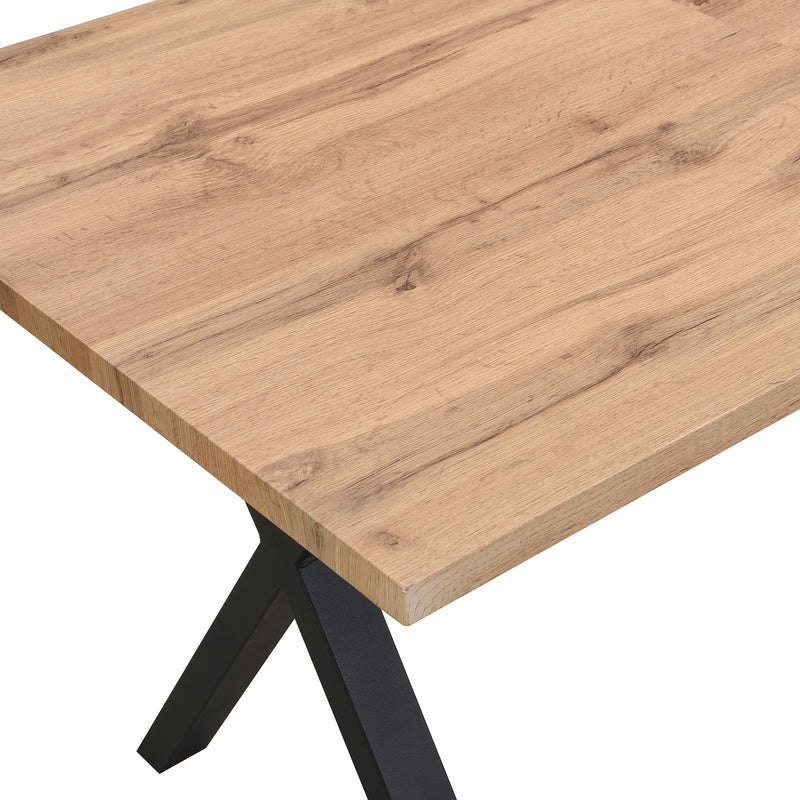 Table Basse / Table à Manger Moderne en Bois de Chêne avec Pieds Croisés en Métal Noir SCITS WOOD