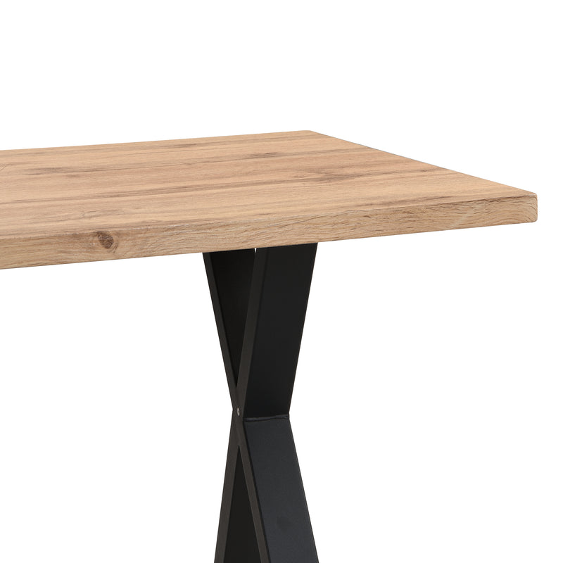 Table Basse / Table à Manger Moderne en Bois de Chêne avec Pieds Croisés en Métal Noir SCITS WOOD