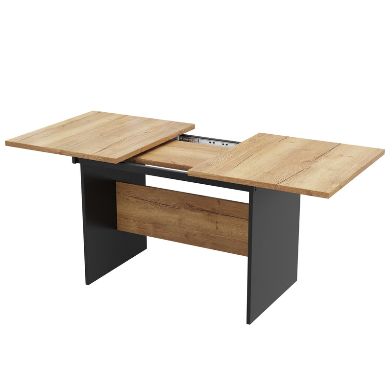 Table de Salle à Manger Extensible Moderne - Noir et Effet Noyer Foncé SCRAISCALS
