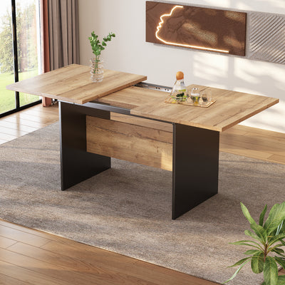 Table de Salle à Manger Extensible Moderne - Noir et Effet Noyer Foncé SCRAISCALS