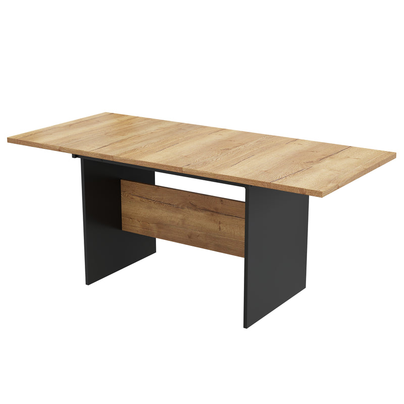 Table de Salle à Manger Extensible Moderne - Noir et Effet Noyer Foncé SCRAISCALS