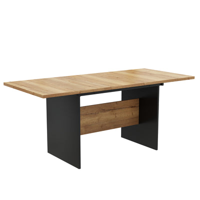 Table de Salle à Manger Extensible Moderne - Noir et Effet Noyer Foncé SCRAISCALS