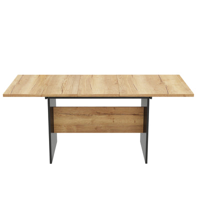 Table de Salle à Manger Extensible Moderne - Noir et Effet Noyer Foncé SCRAISCALS