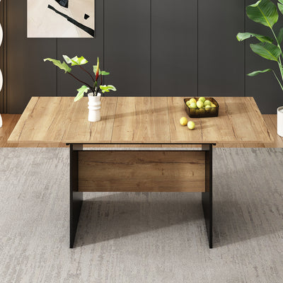 Table de Salle à Manger Extensible Moderne - Noir et Effet Noyer Foncé SCRAISCALS