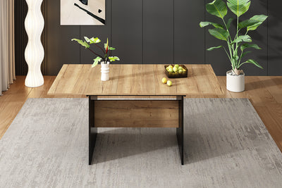 Table de Salle à Manger Extensible Moderne - Noir et Effet Noyer Foncé SCRAISCALS