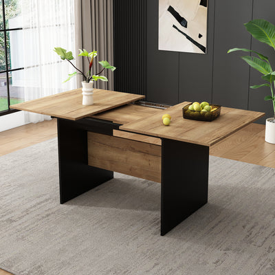 Table de Salle à Manger Extensible Moderne - Noir et Effet Noyer Foncé SCRAISCALS