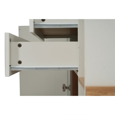 Buffet Scandinave Blanc Brillant et Chêne Clair avec Portes Push-Open et Rangement Modulaire SHIELNIH