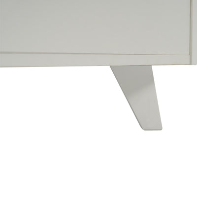 Buffet Scandinave Blanc Brillant et Chêne Clair avec Portes Push-Open et Rangement Modulaire SHIELNIH