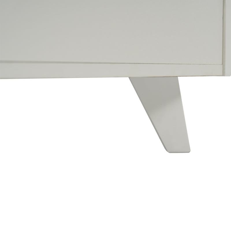 Buffet Scandinave Blanc Brillant et Chêne Clair avec Portes Push-Open et Rangement Modulaire SHIELNIH