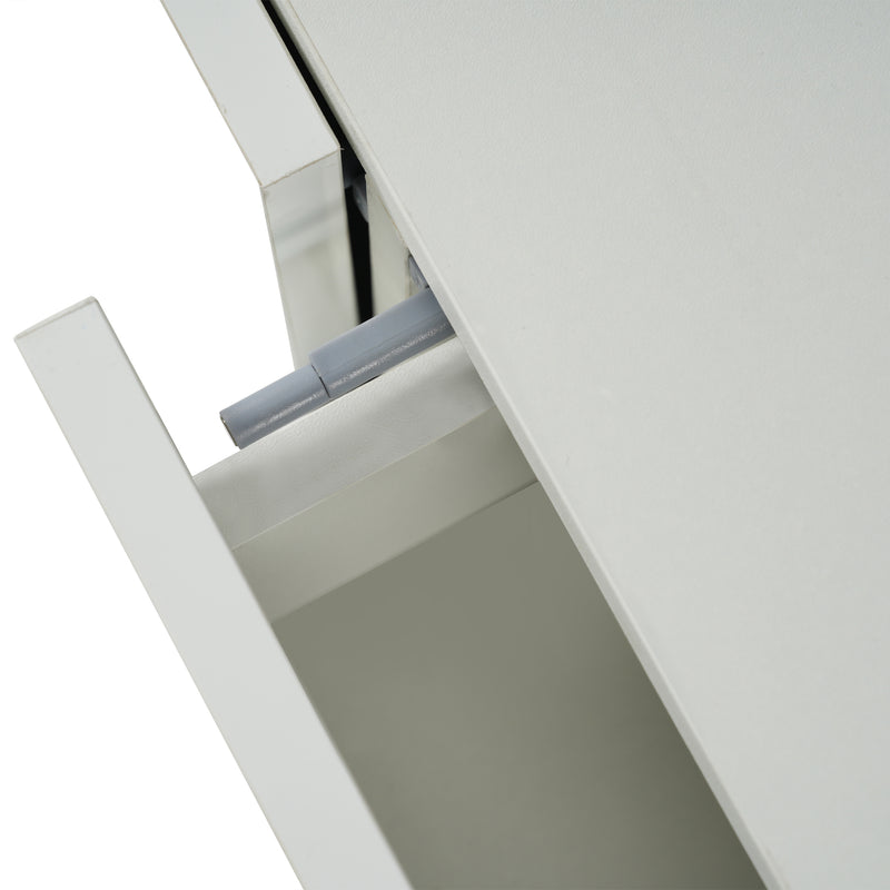Buffet Scandinave Blanc Brillant et Chêne Clair avec Portes Push-Open et Rangement Modulaire SHIELNIH